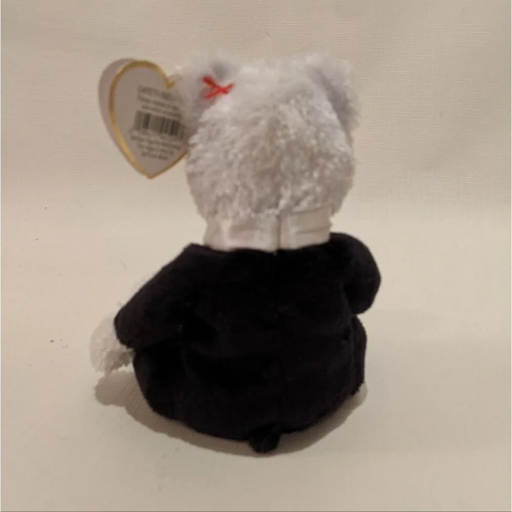 TY Beanie Baby Groom Wedding Bear Plush Vintage NEW Tag attached Black & White